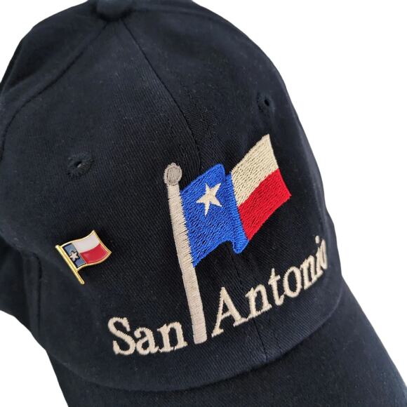 San Antonio Texas Navy Baseball Hat Ball Cap & Flag Pin Souvenir Adjustable - Picture 5 of 6